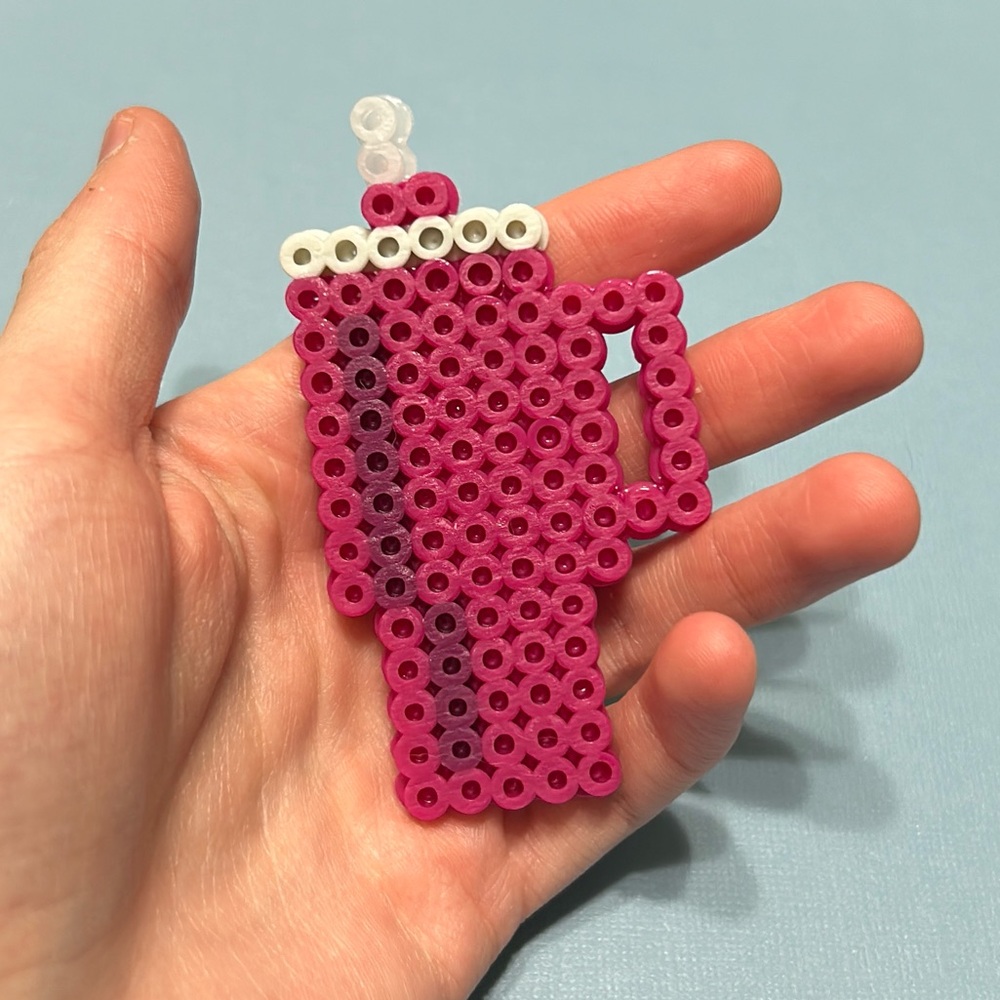 Cute Cup Keychain made from Perler Beads